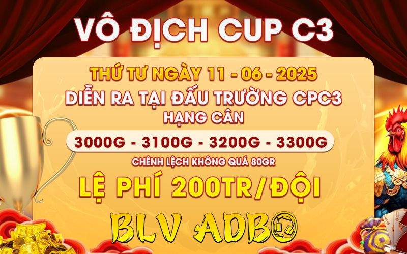 [Thông Báo] Giải Vô Địch Cup Ngày 11/06/2025 Tại CPC3